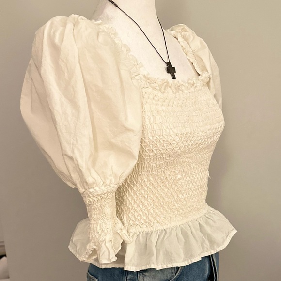 SEA Simona Puffed Sleeve Smocked Top - Picture 5 of 11